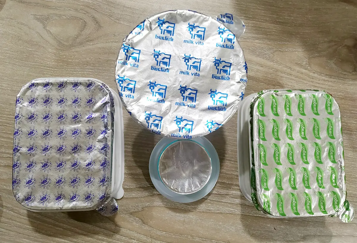 Printed aluminium lid foils for packaging containers by Vision Induction Wads Ltd.